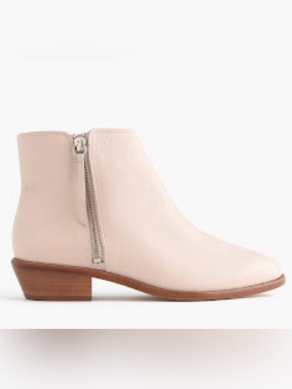 J. Crew Cream Leather Ankle Boot with Side Zip
